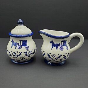 Cracker Barrel Horse & Buggy Creamer Sugar Bowl Amish Buggy Creamer Sugar Bowl